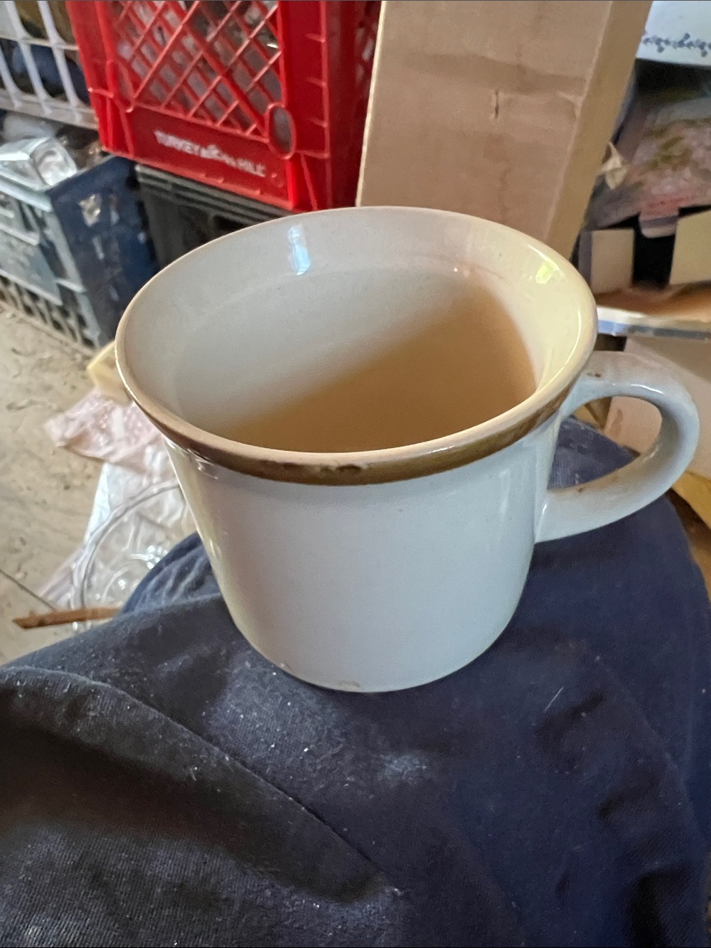 Vintage Classic Cream Ceramic Coffee Mug with Gold Rim